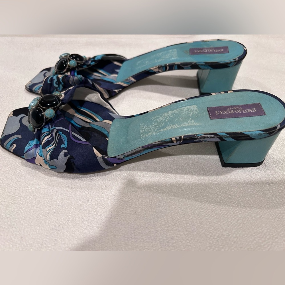 Emilio Pucci VTG 1960s Abstract Jeweled Mule Heels SIZE:40 EU - Picture 5 of 14